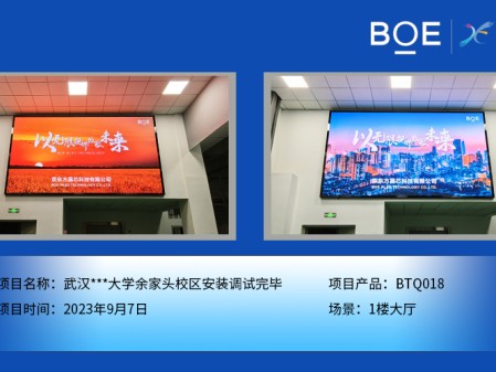 湖北武漢***大學(xué)余家頭校區(qū)1樓大廳BTQ018安裝調(diào)試完畢